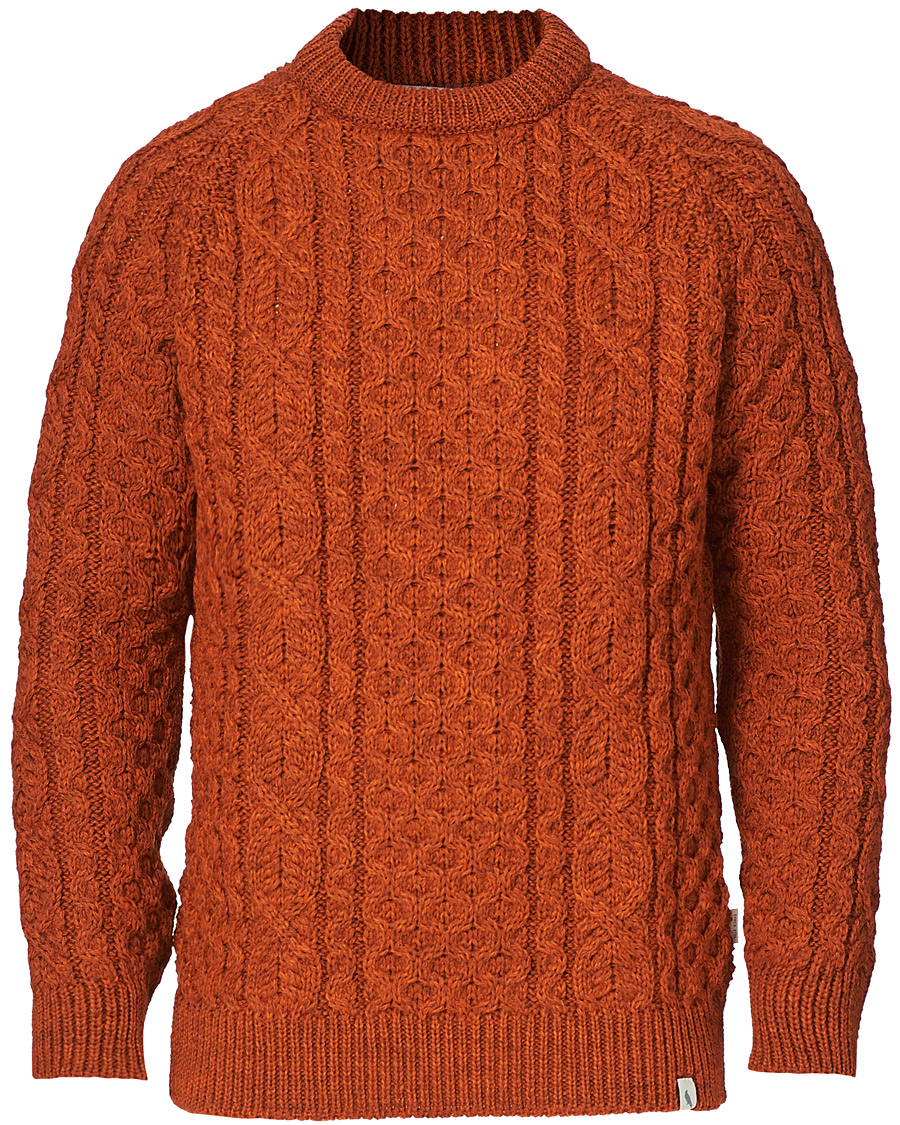 Uomini | Maglieria | Peregrine | Hudson Wool Aran Knitted Jumper Orange
