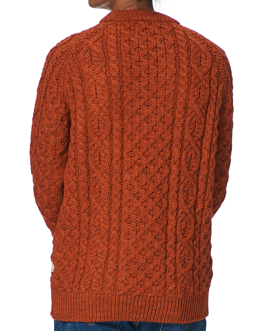 Uomini | Maglieria | Peregrine | Hudson Wool Aran Knitted Jumper Orange
