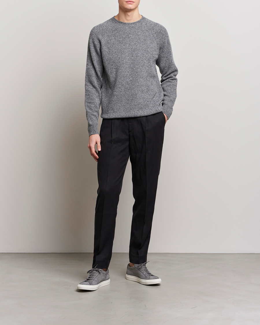 Uomini | Maglieria | Sunspel | Lambswool Crew Neck Grey Melange