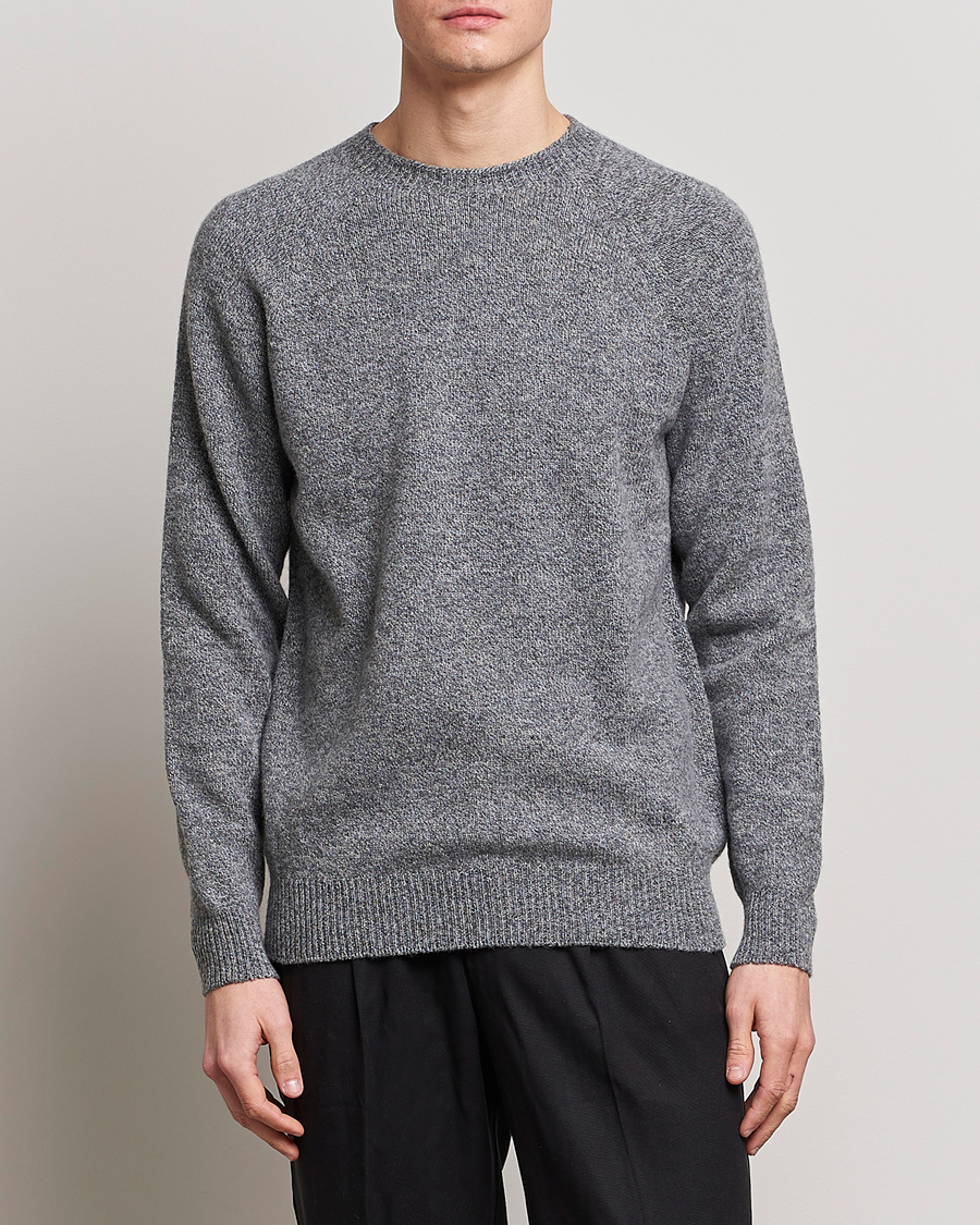 Uomini | Maglieria | Sunspel | Lambswool Crew Neck Grey Melange