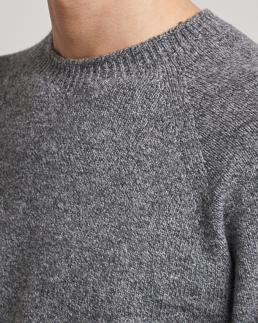 Uomini | Maglieria | Sunspel | Lambswool Crew Neck Grey Melange
