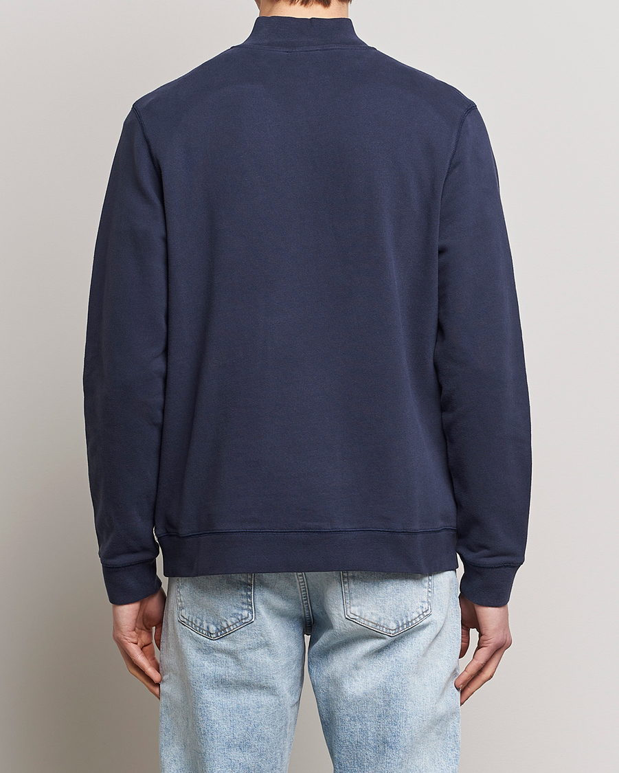 Uomini | Maglieria | Sunspel | Loopback Half Zip Navy