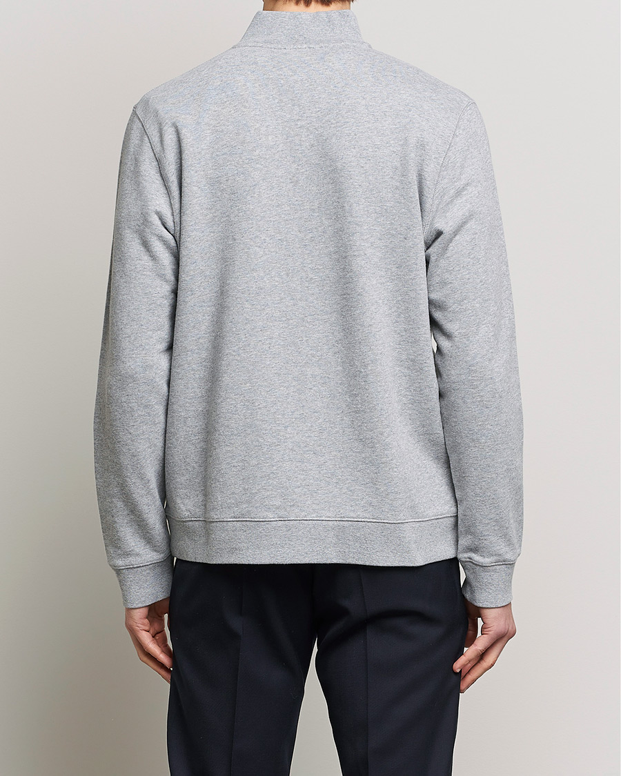Uomini | Maglieria | Sunspel | Loopback Half Zip Grey Melange