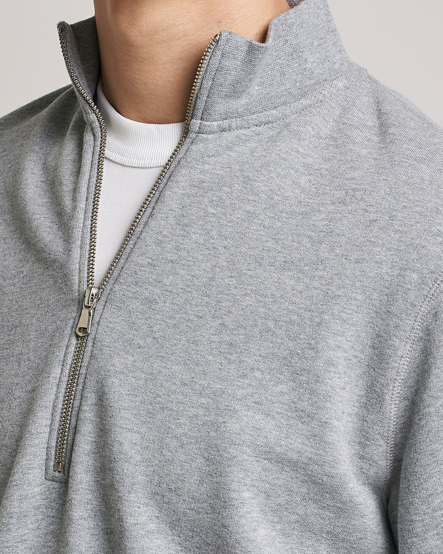 Uomini | Maglieria | Sunspel | Loopback Half Zip Grey Melange