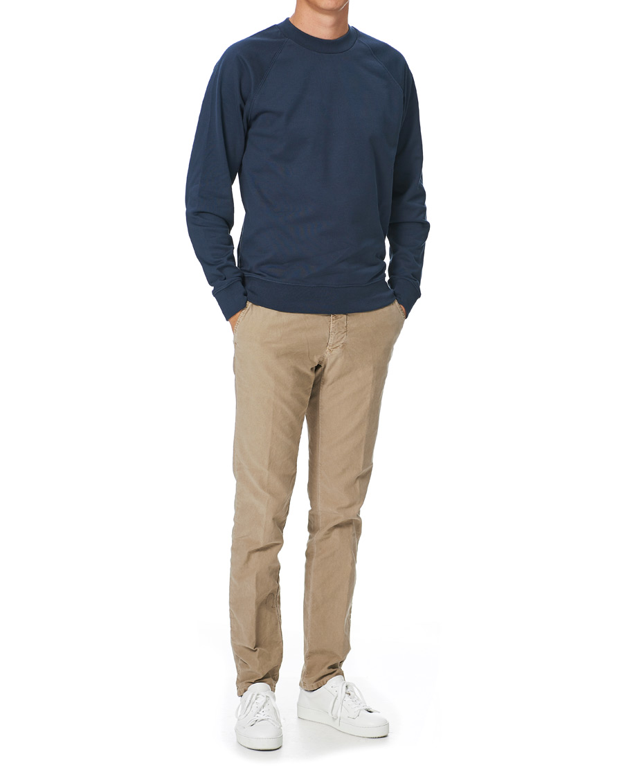 Uomini | Maglieria | Sunspel | Sea Island Cotton Loopback Raglan Sweatshirt Navy