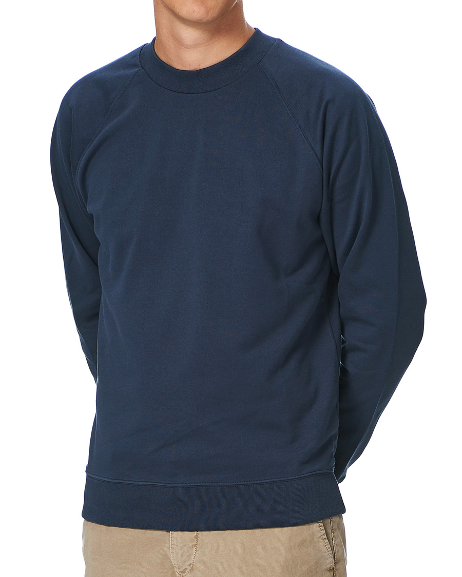 Uomini | Maglieria | Sunspel | Sea Island Cotton Loopback Raglan Sweatshirt Navy