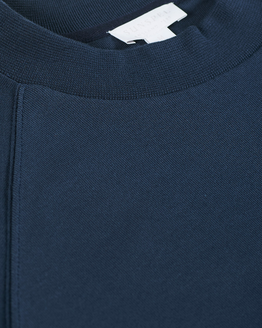 Uomini | Maglieria | Sunspel | Sea Island Cotton Loopback Raglan Sweatshirt Navy