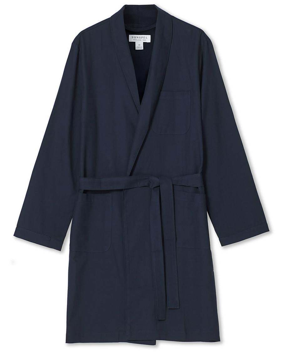 Uomini | Accappatoi & Pigiami | Sunspel | Cotton Robe Navy