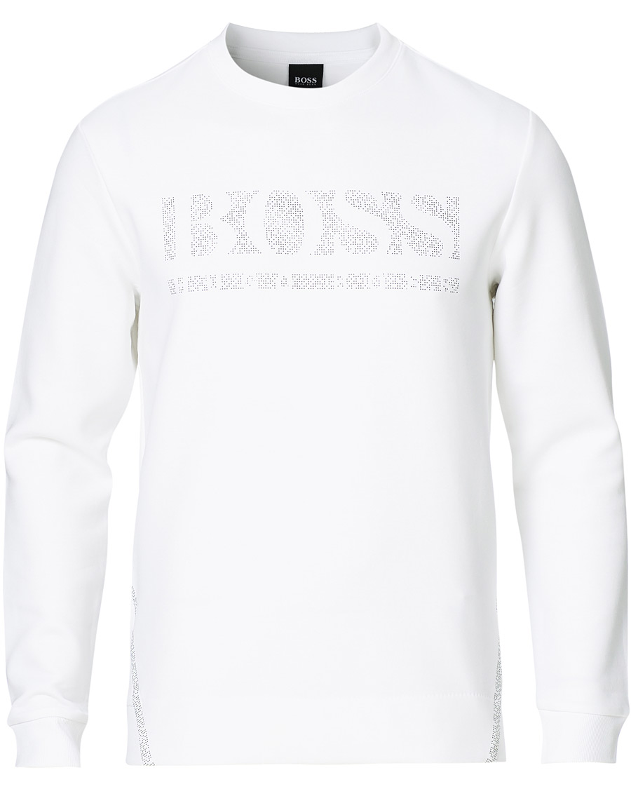 Uomini | Maglieria | BOSS GREEN | BOSS Athleisure Salbo Iconic Crew Neck Sweatashirt White