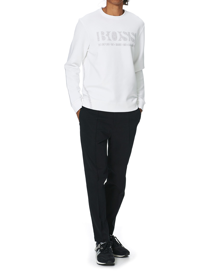 Uomini | Maglieria | BOSS GREEN | BOSS Athleisure Salbo Iconic Crew Neck Sweatashirt White