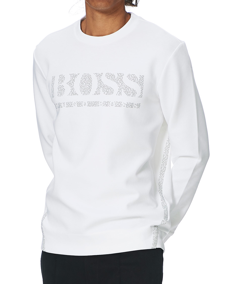 Uomini | Maglieria | BOSS GREEN | BOSS Athleisure Salbo Iconic Crew Neck Sweatashirt White