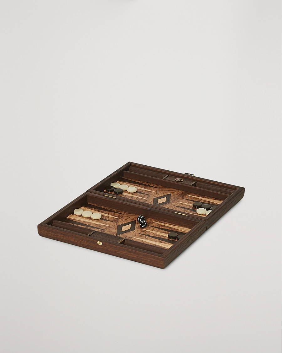 Uomini | Giochi | Manopoulos | Walnut Burl Small Backgammon With Side Racks