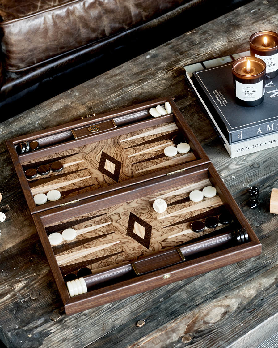 Uomini | Giochi | Manopoulos | Walnut Burl Small Backgammon With Side Racks