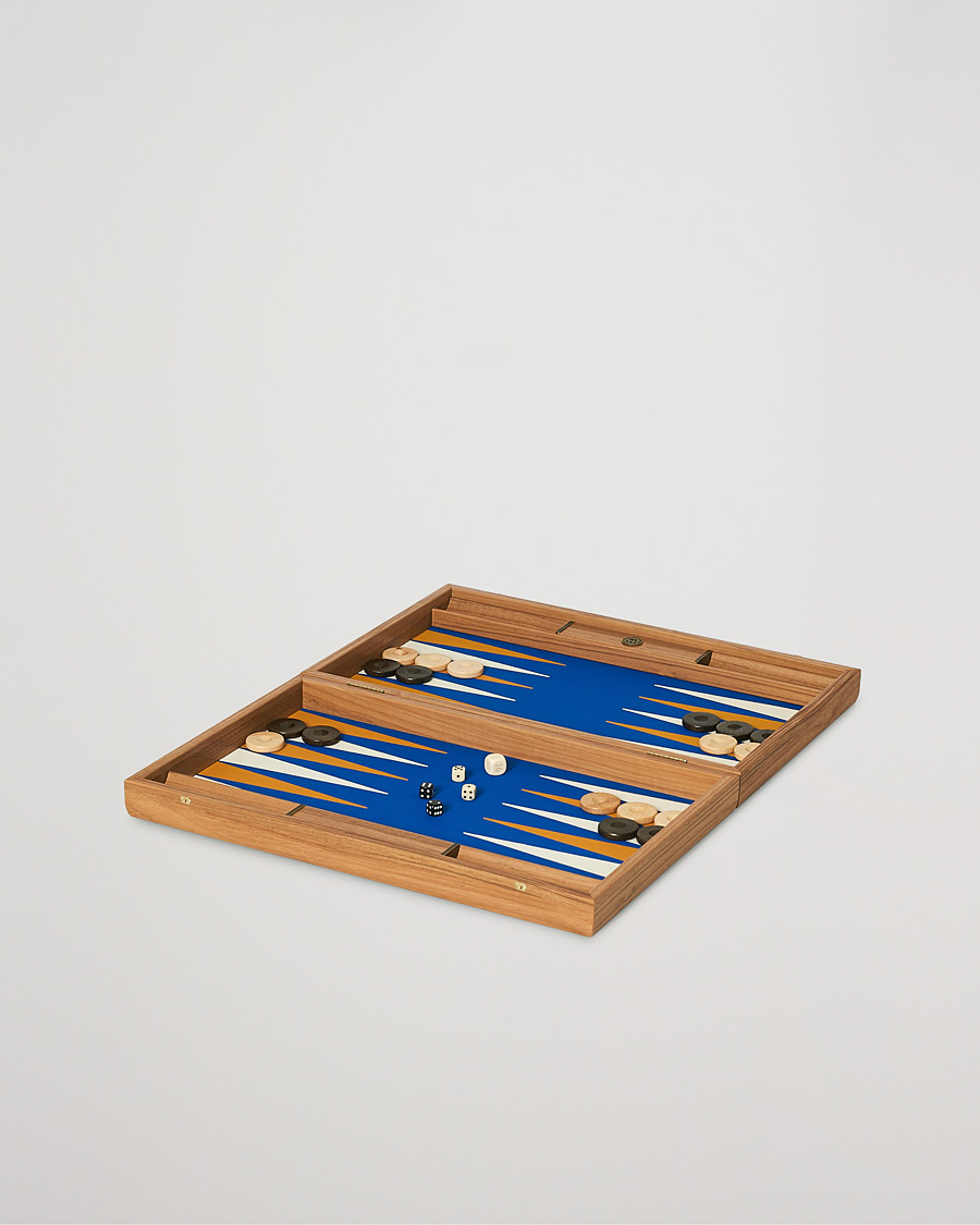 Uomini | Giochi | Manopoulos | Walnut Royal Blue Large Backgammon