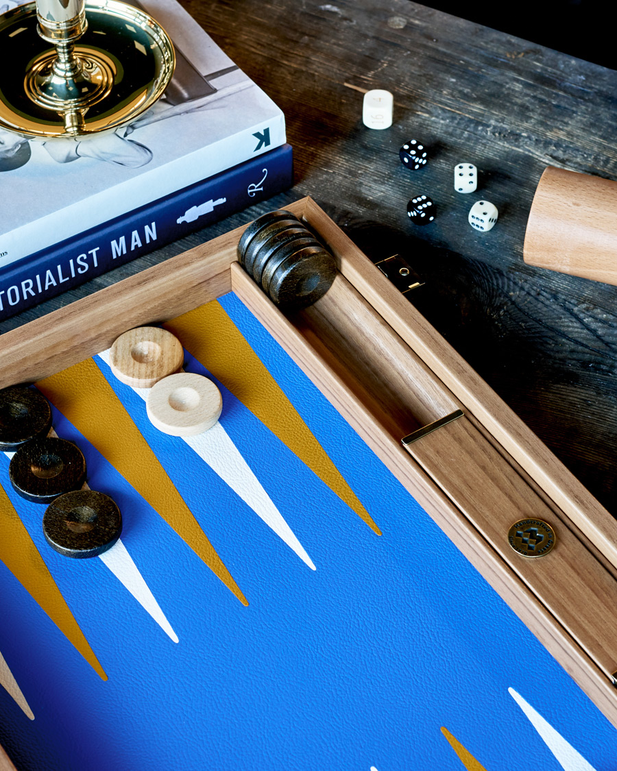 Uomini | Giochi | Manopoulos | Walnut Royal Blue Large Backgammon