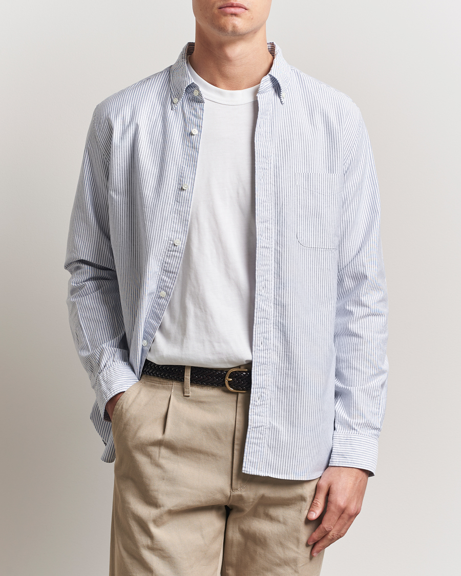 Uomini | Camicie | BEAMS PLUS | Oxford Button Down Shirt Blue Stripe