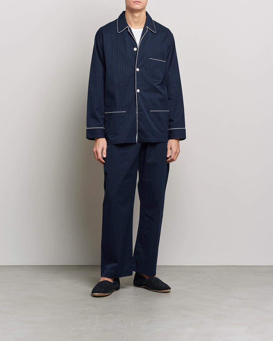 Uomini | Accappatoi & Pigiami | Derek Rose | Royal Piped Cotton Pyjama Set Navy