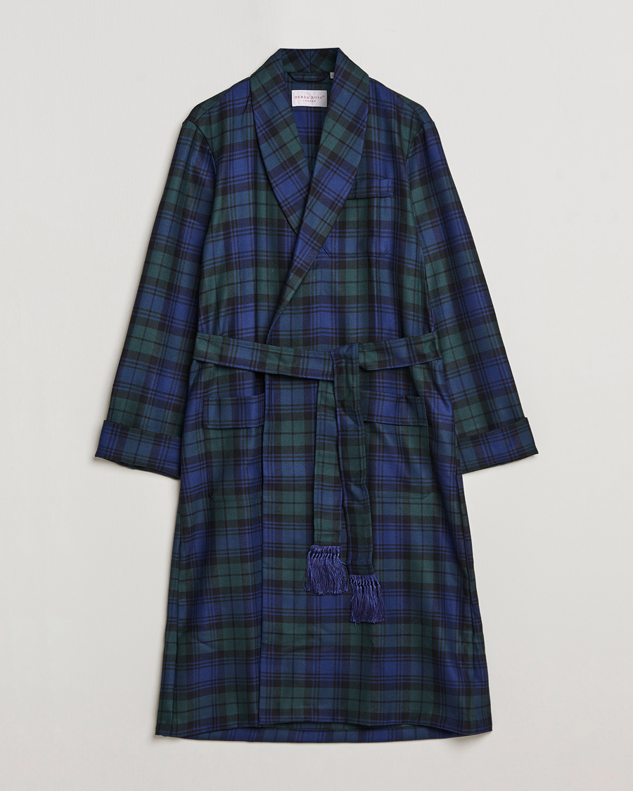 Uomini | Accappatoi & Pigiami | Derek Rose | Wool Tartan Dressing Gown Blackwatch