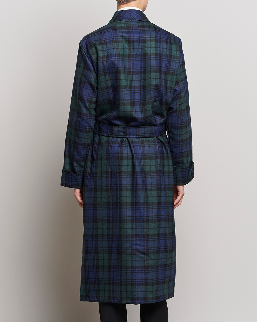 Uomini | Accappatoi & Pigiami | Derek Rose | Wool Tartan Dressing Gown Blackwatch
