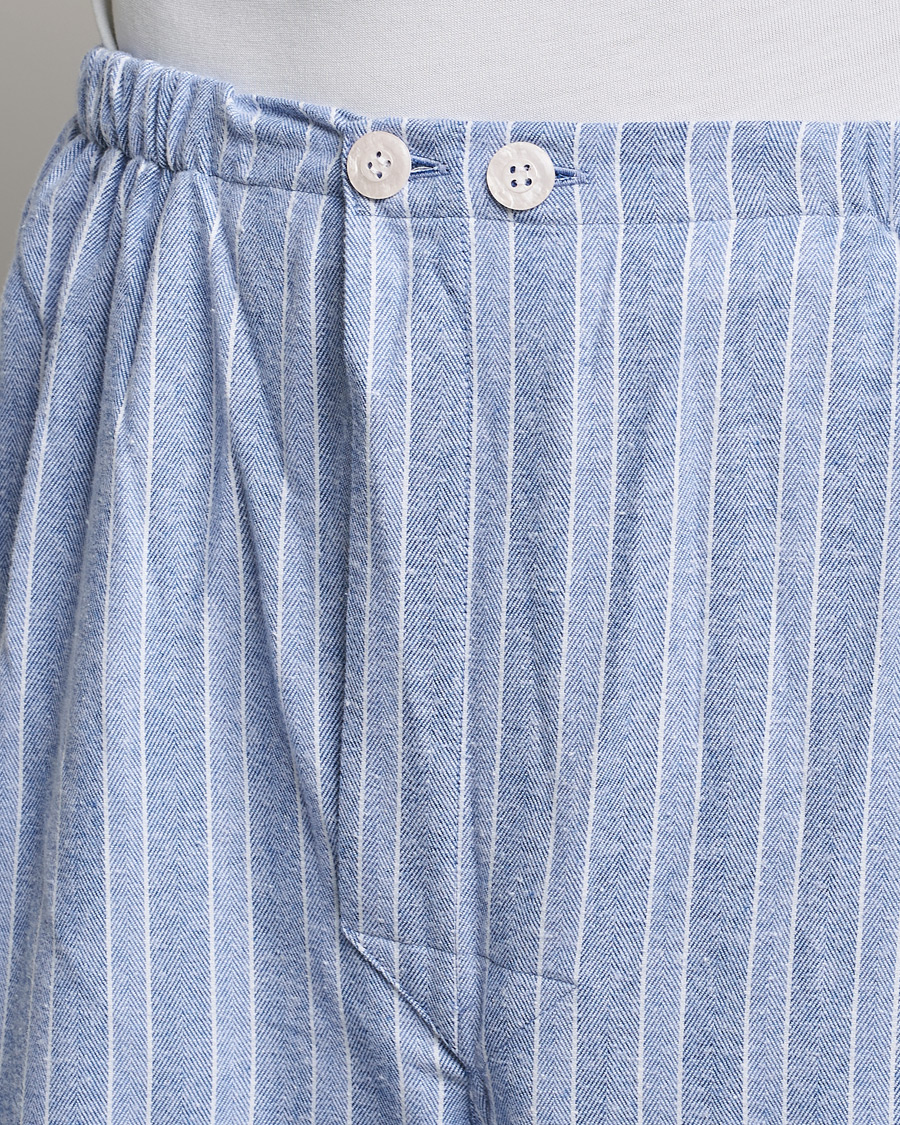 Uomini | Accappatoi & Pigiami | Derek Rose | Brushed Cotton Flannel Striped Pyjama Set Blue