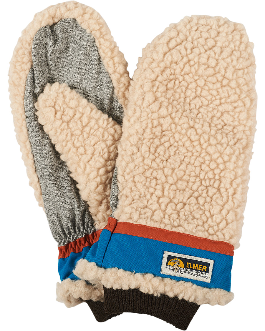 Uomini | Elmer by Swany Miyo Wool Teddy Mittens Beige/Blue | Elmer by Swany | Miyo Wool Teddy Mittens Beige/Blue