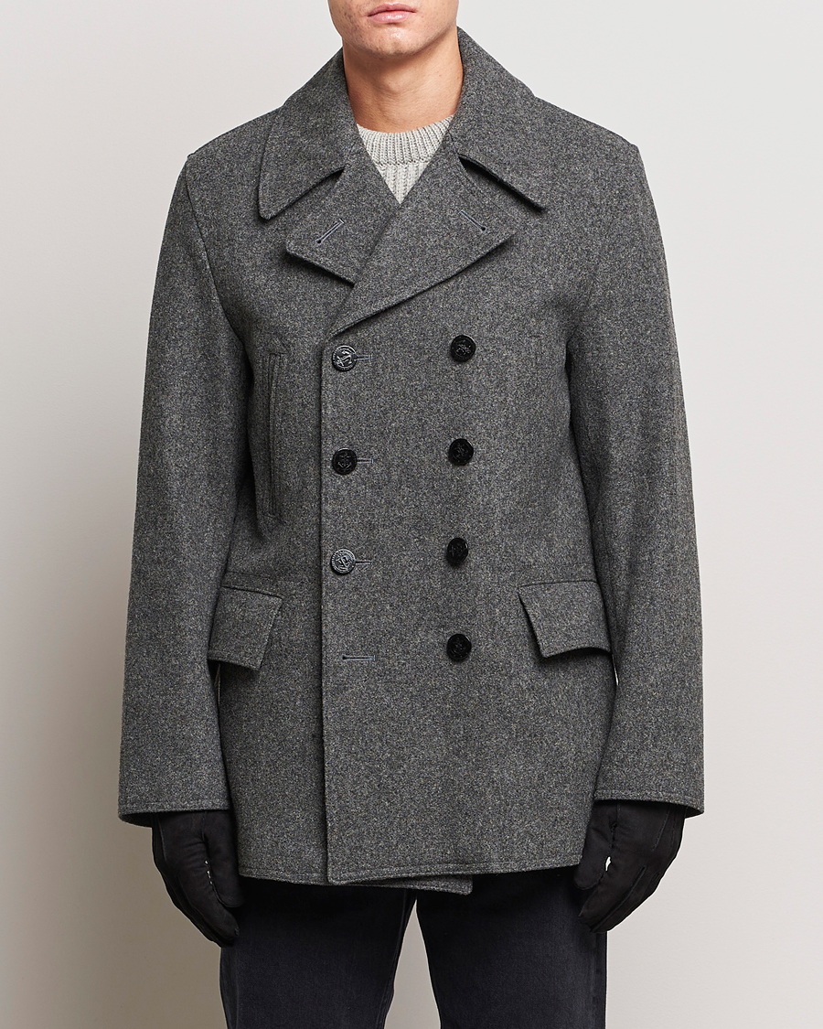 Uomini | Giacche | Gloverall | Churchill Reefer Peacoat Grey
