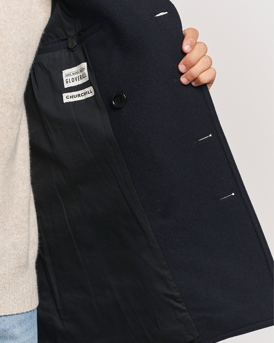 Uomini | Giacche | Gloverall | Churchill Reefer Peacoat Navy