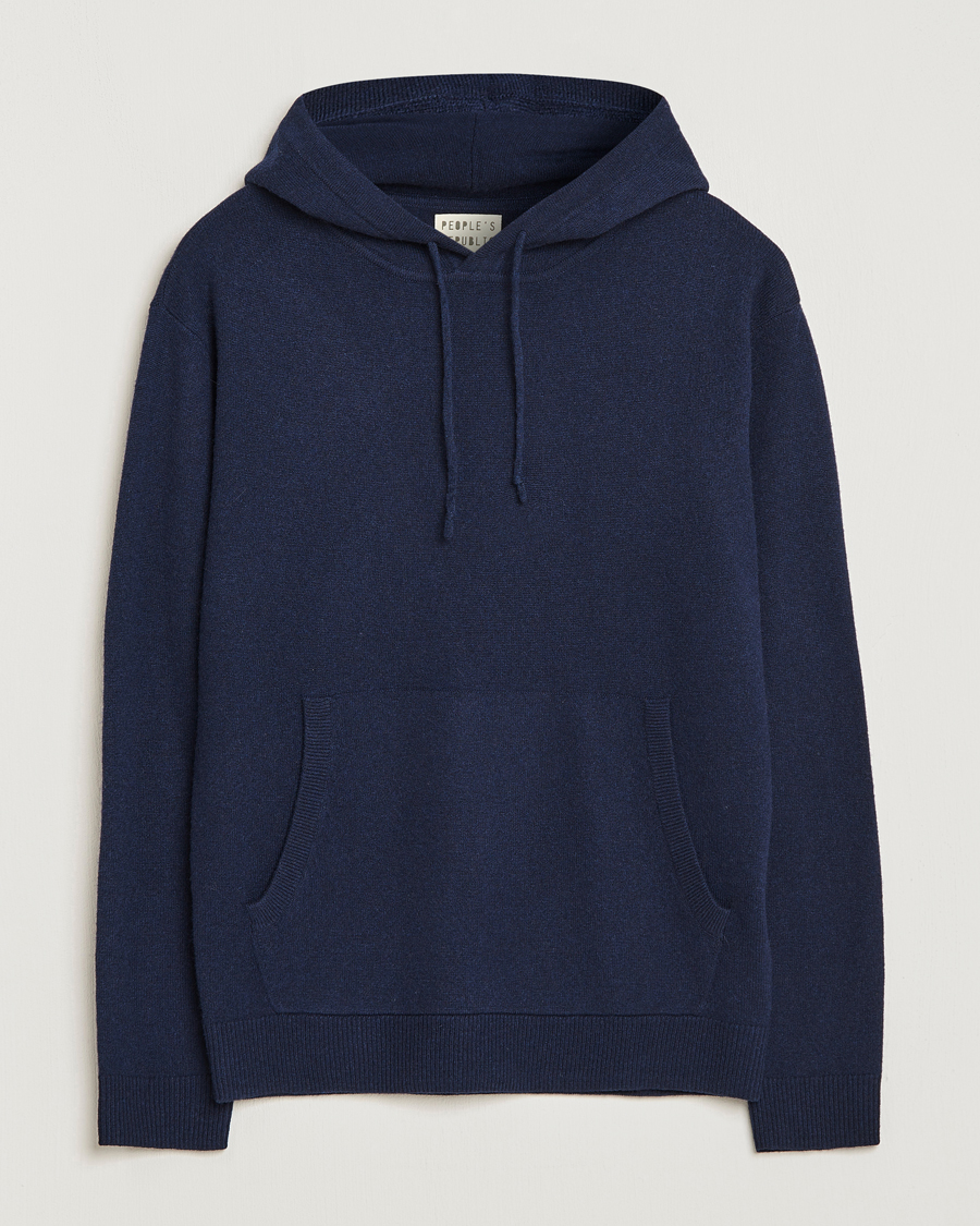Uomini | Maglieria | People's Republic of Cashmere | Cashmere Hoodie Navy