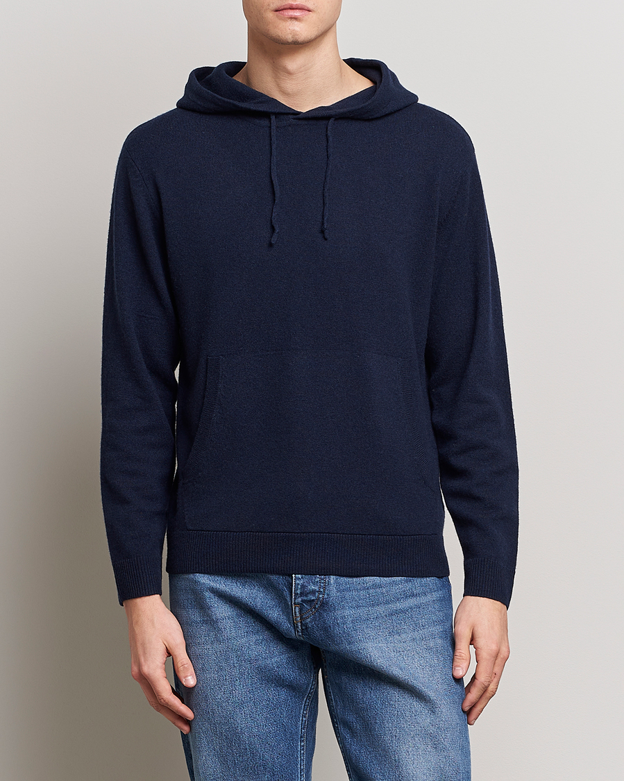 Uomini | Maglieria | People's Republic of Cashmere | Cashmere Hoodie Navy
