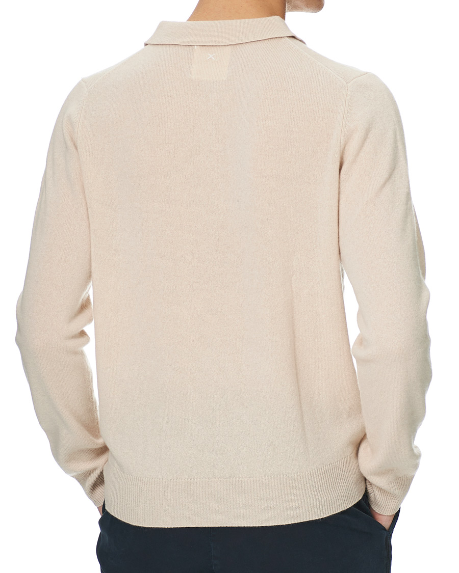 Uomini | Maglieria | People's Republic of Cashmere | Cashmere Long Sleeve Polo Cream