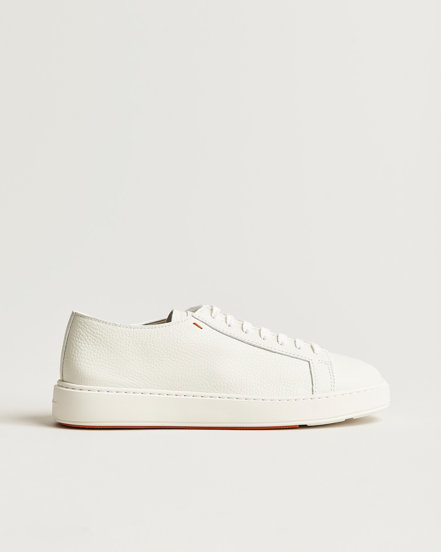 Uomini | Sneakers | Santoni | Low Top Grain Leather Sneaker White Calf