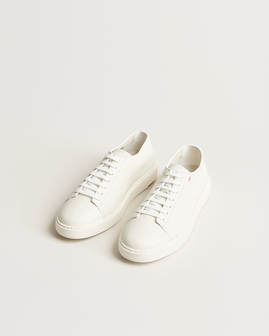 Uomini | Sneakers | Santoni | Low Top Grain Leather Sneaker White Calf