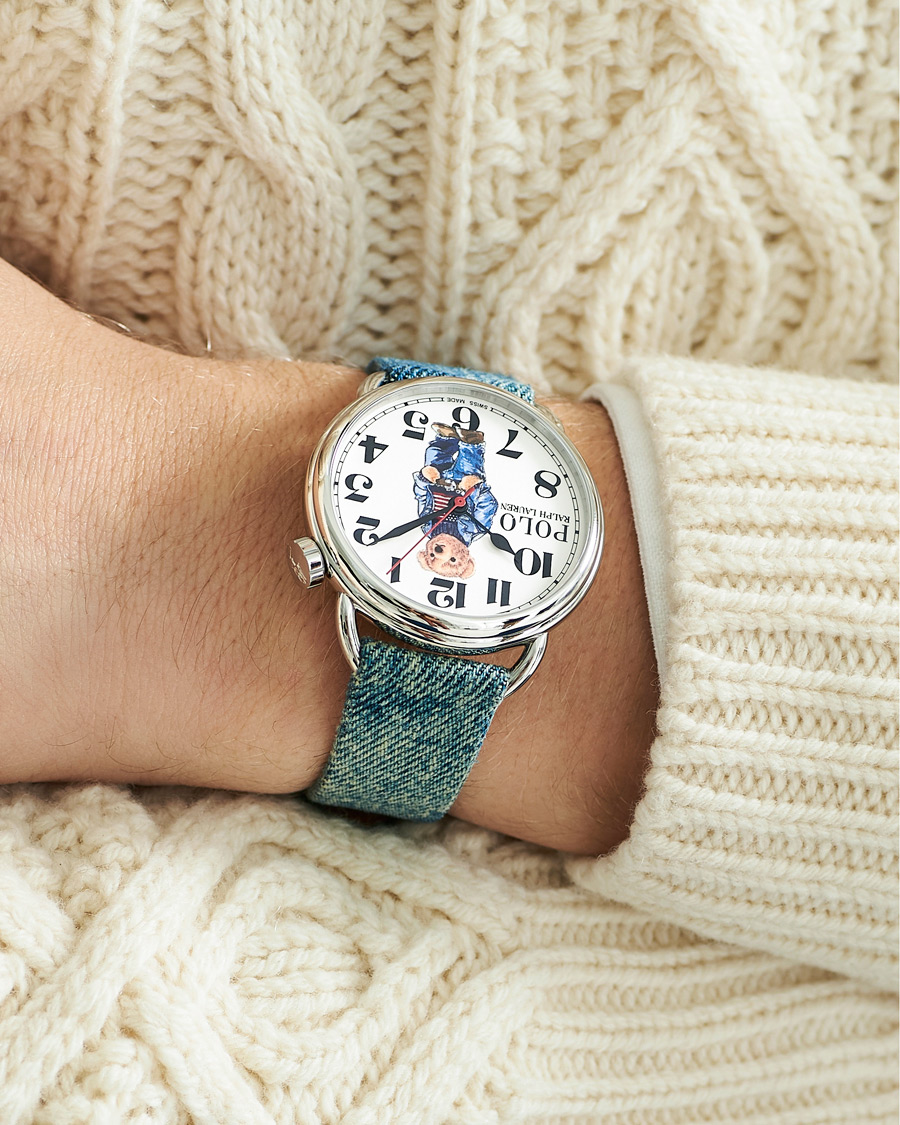 Uomini | Polo Ralph Lauren 42mm Automatic Denim Flag Bear Steel With White Dial | Polo Ralph Lauren | 42mm Automatic Denim Flag Bear Steel With White Dial