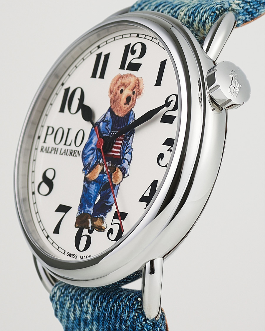 Uomini | Polo Ralph Lauren 42mm Automatic Denim Flag Bear Steel With White Dial | Polo Ralph Lauren | 42mm Automatic Denim Flag Bear Steel With White Dial