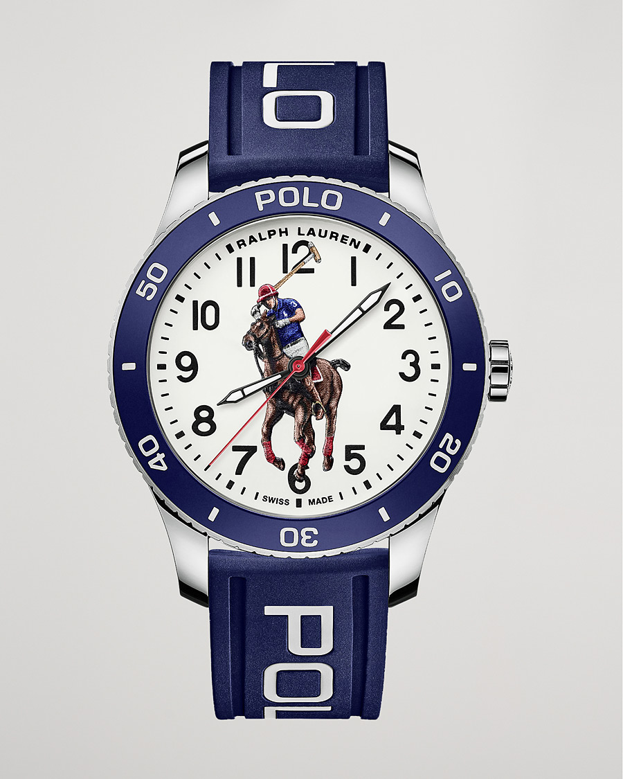 Uomini | Polo Ralph Lauren 42mm Automatic Pony Player White Dial/Blue Bezel | Polo Ralph Lauren | 42mm Automatic Pony Player White Dial/Blue Bezel