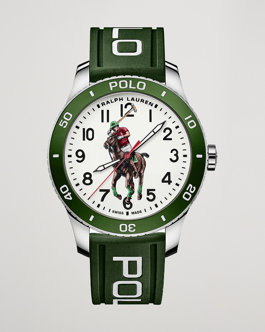 Uomini | Polo Ralph Lauren 42mm Automatic Pony Player White Dial/Green Bezel | Polo Ralph Lauren | 42mm Automatic Pony Player White Dial/Green Bezel