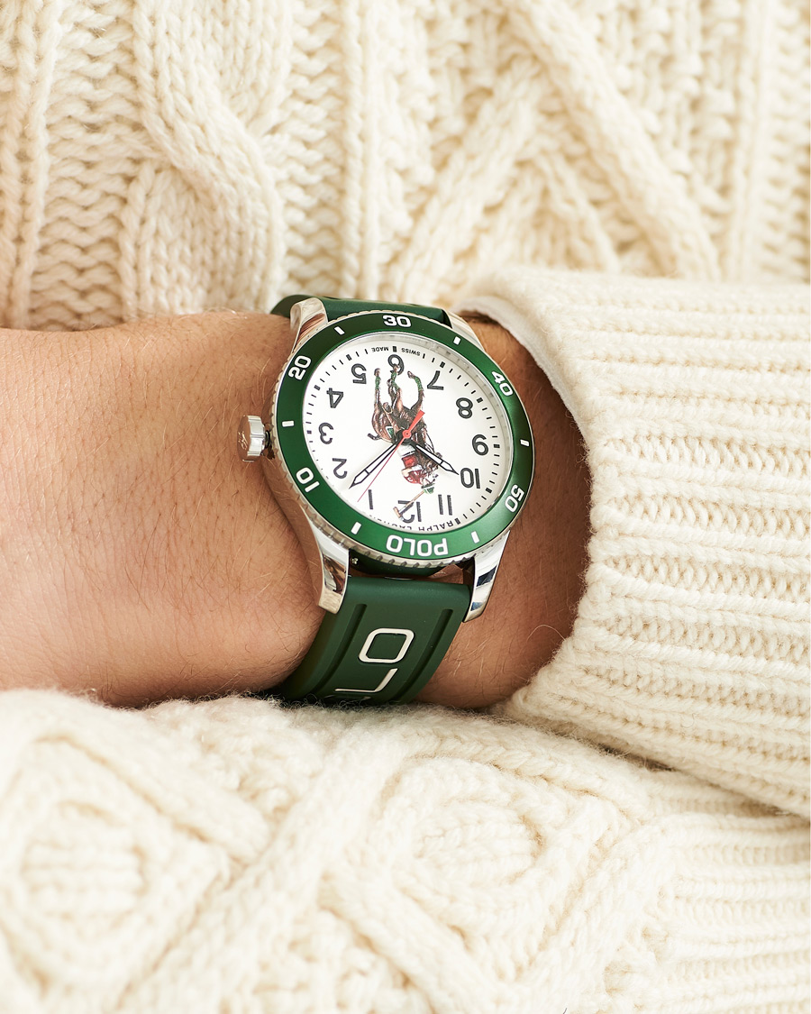 Uomini | Polo Ralph Lauren 42mm Automatic Pony Player White Dial/Green Bezel | Polo Ralph Lauren | 42mm Automatic Pony Player White Dial/Green Bezel