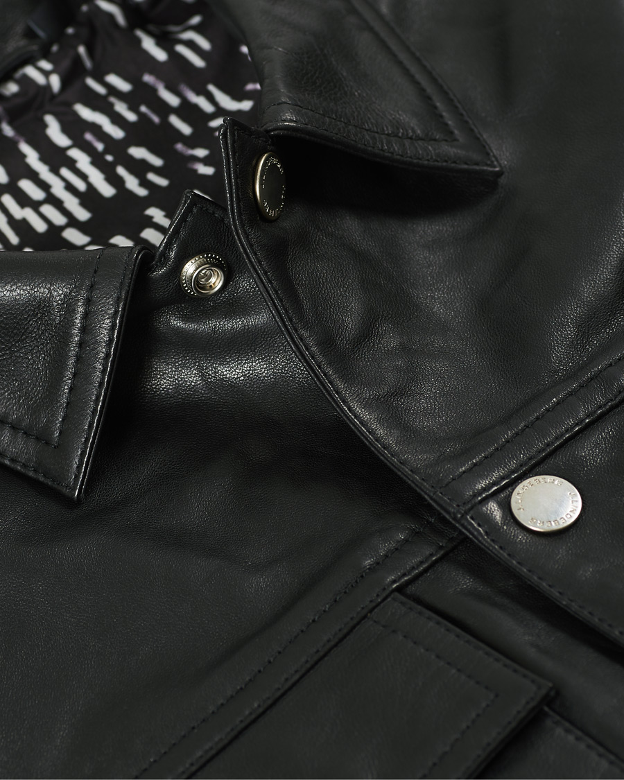 Uomini | Camicie | J.Lindeberg | Lenox Lambsnappa Leather Overshirt Black
