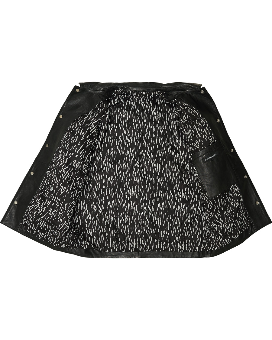 Uomini | Camicie | J.Lindeberg | Lenox Lambsnappa Leather Overshirt Black