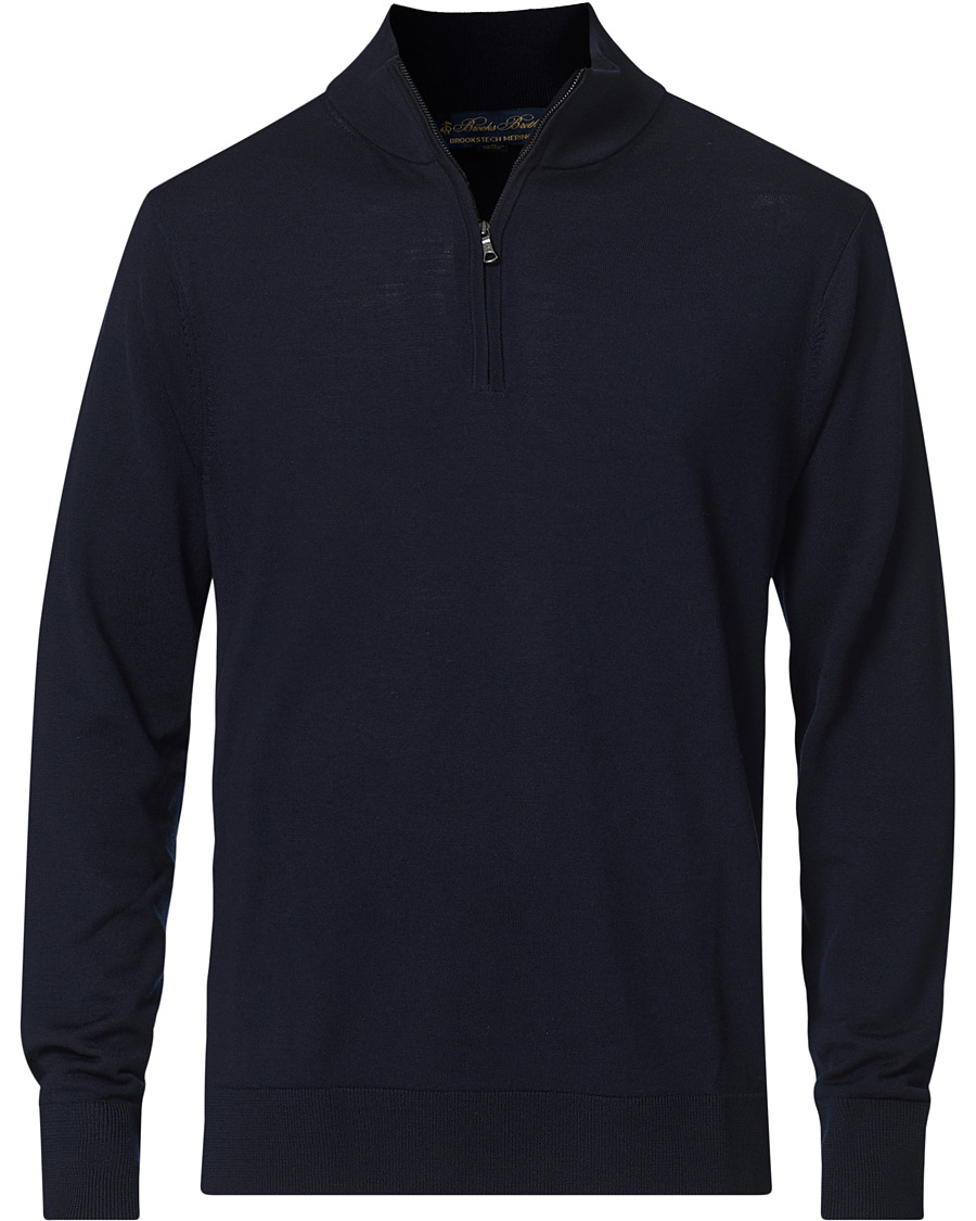 Uomini | Maglieria | Brooks Brothers | Washable Merino Wool Half Zip Navy