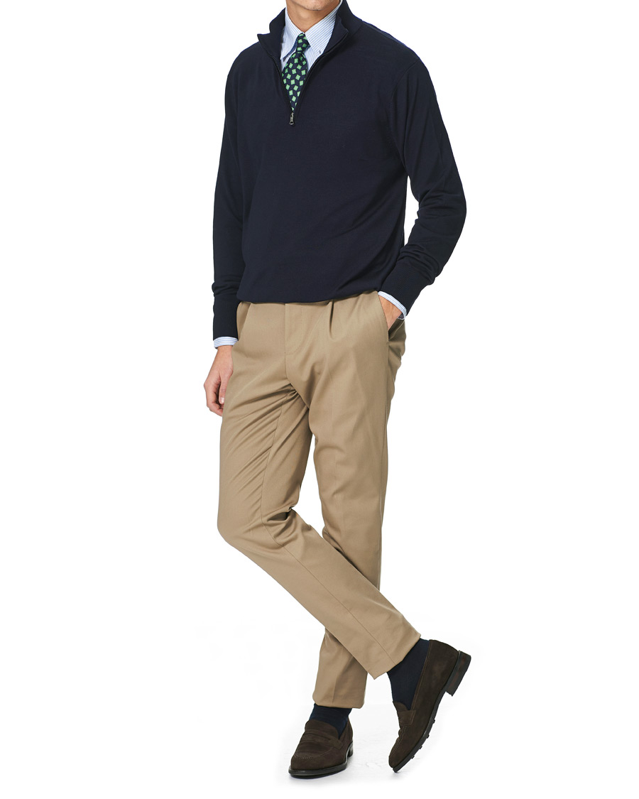 Uomini | Maglieria | Brooks Brothers | Washable Merino Wool Half Zip Navy