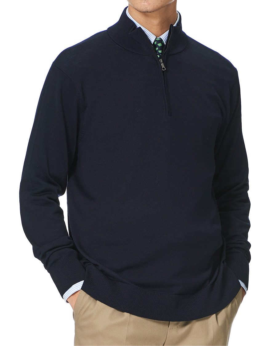 Uomini | Maglieria | Brooks Brothers | Washable Merino Wool Half Zip Navy