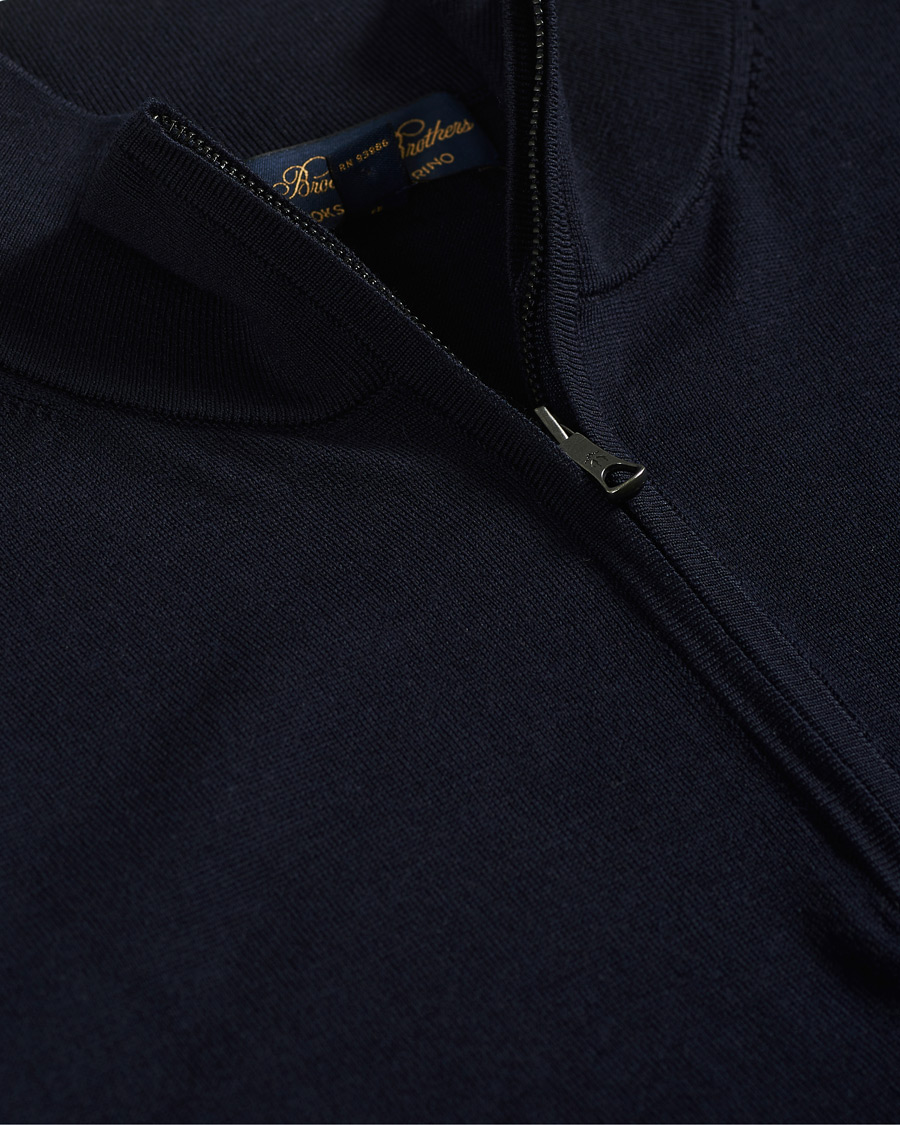 Uomini | Maglieria | Brooks Brothers | Washable Merino Wool Half Zip Navy