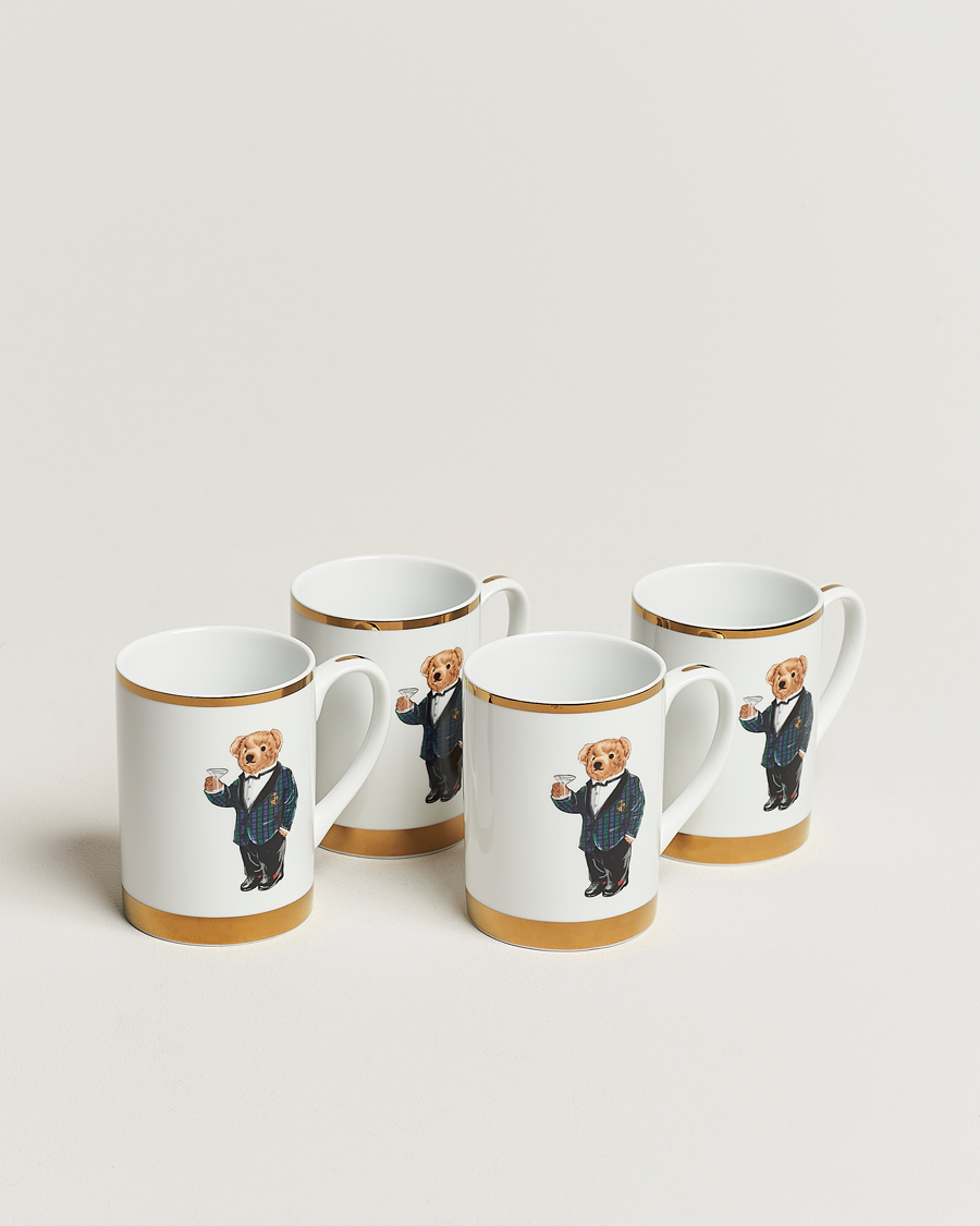 Uomini | Casa | Ralph Lauren Home | Thompson Bear Porcelain Mug Set 4pcs White/Gold