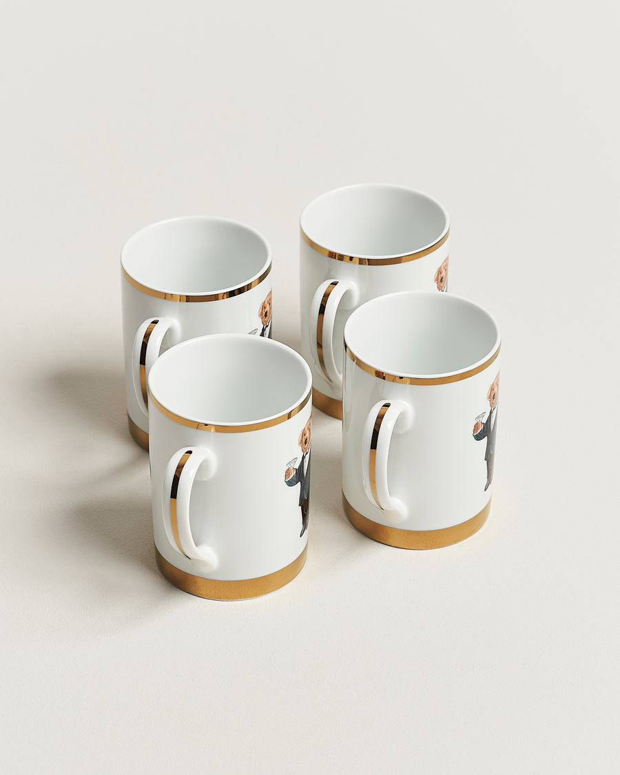 Uomini | Casa | Ralph Lauren Home | Thompson Bear Porcelain Mug Set 4pcs White/Gold