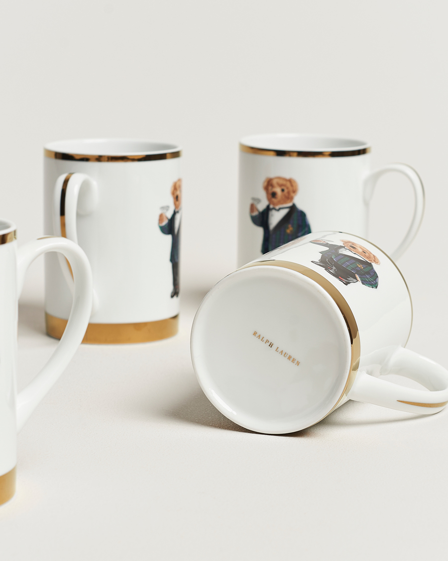 Uomini | Casa | Ralph Lauren Home | Thompson Bear Porcelain Mug Set 4pcs White/Gold