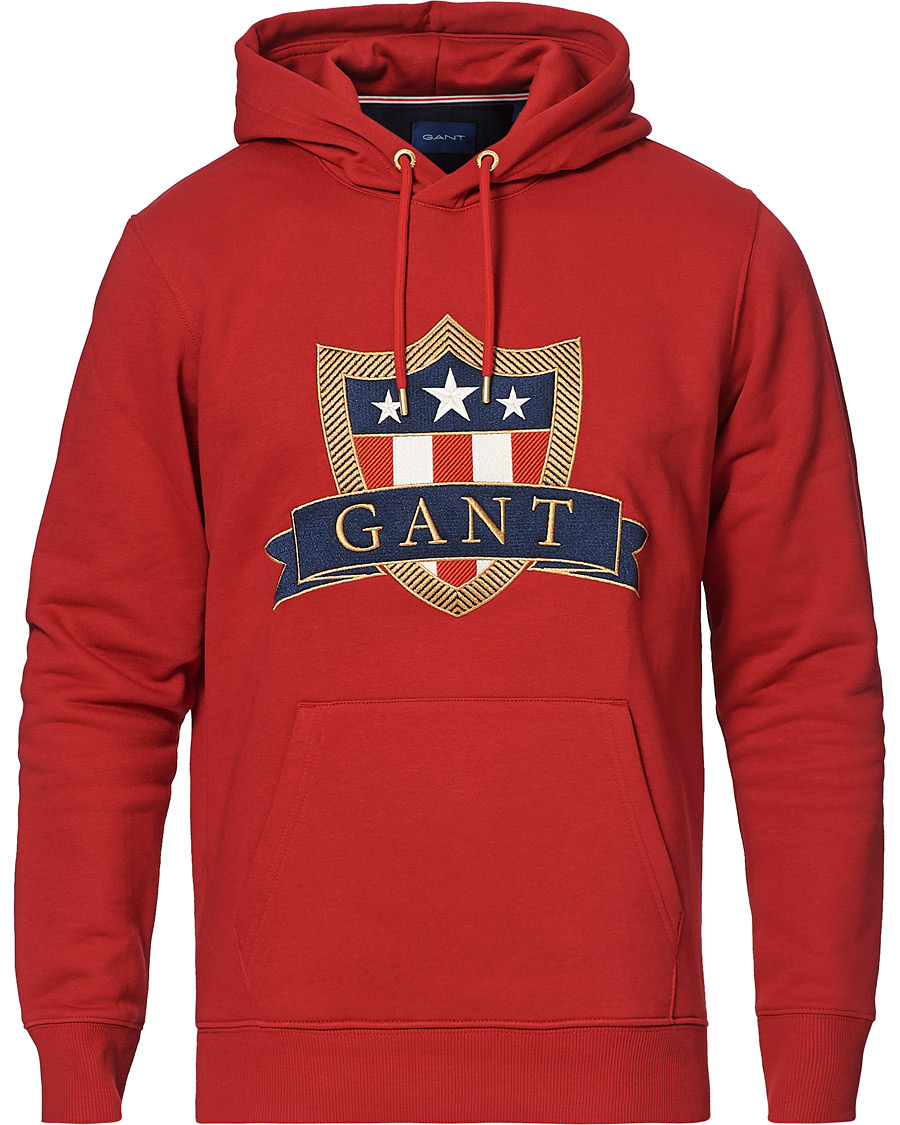Uomini | Maglieria | GANT | Banner Shield Hoodie Equestrian Red