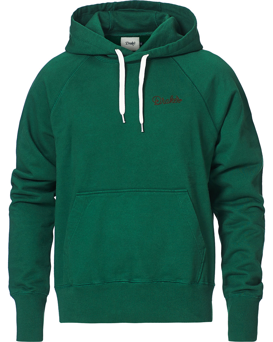 Uomini | Maglieria | Drake's | Hooded Cotton Sweatshirt Green