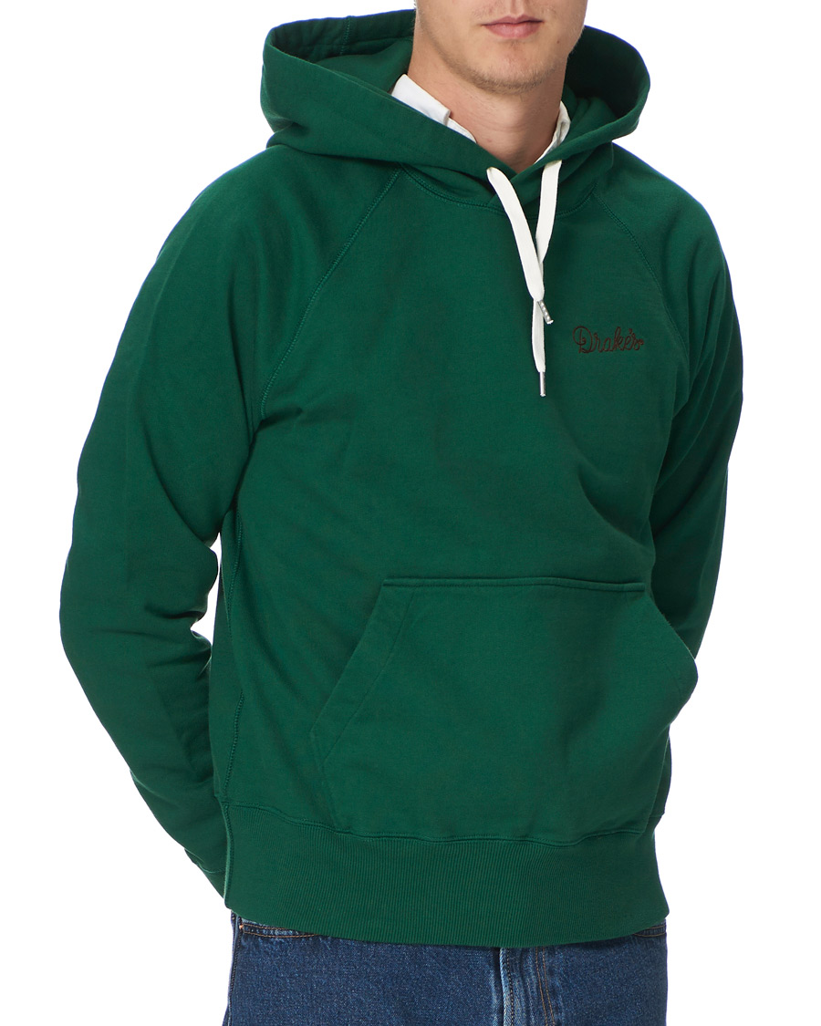 Uomini | Maglieria | Drake's | Hooded Cotton Sweatshirt Green