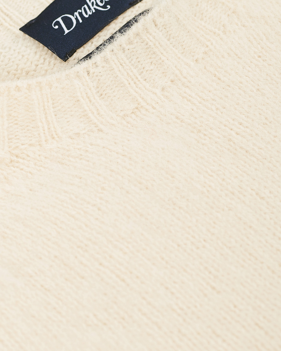 Uomini | Maglieria | Drake's | Shetland Crew Neck Jumper Ecru